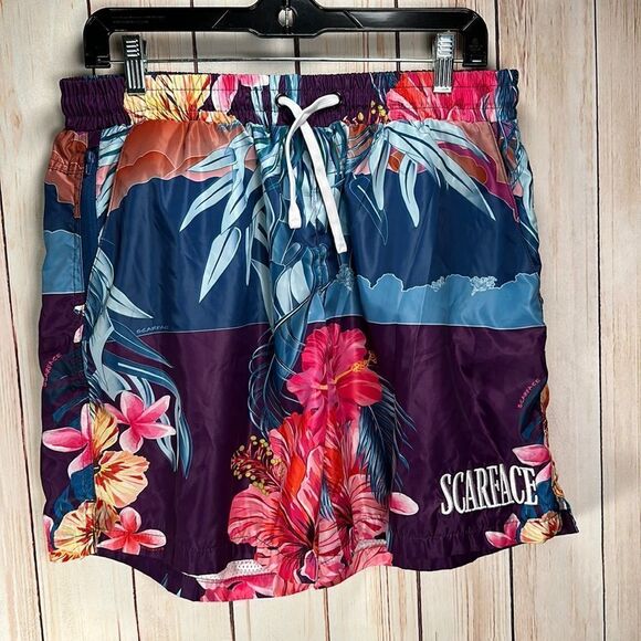 Scarface x Shoe Palace Limited Edition Manolo Manny Pink Tropical Swim Shorts - Picture 1 of 6